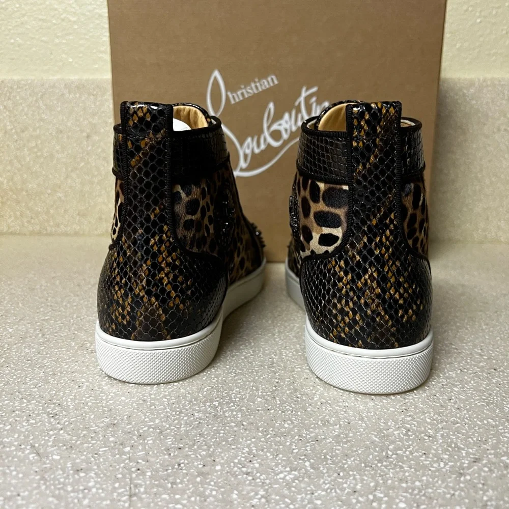 Christian Louboutin Lou Spikes Orlato Sneaker Dark Brown Multi 38 / 8 - Picture 8 of 10